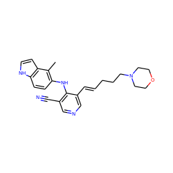 Cc1c(Nc2c(C#N)cncc2/C=C/CCCN2CCOCC2)ccc2[nH]ccc12 ZINC000045365381