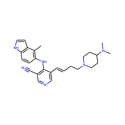 Cc1c(Nc2c(C#N)cncc2/C=C/CCN2CCC(N(C)C)CC2)ccc2[nH]ccc12 ZINC000045358092