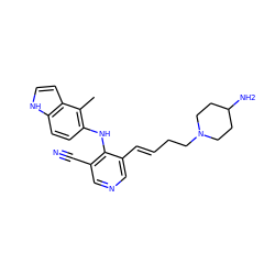 Cc1c(Nc2c(C#N)cncc2/C=C/CCN2CCC(N)CC2)ccc2[nH]ccc12 ZINC000045351590