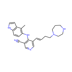 Cc1c(Nc2c(C#N)cncc2/C=C/CCN2CCCNCC2)ccc2[nH]ccc12 ZINC000045374939