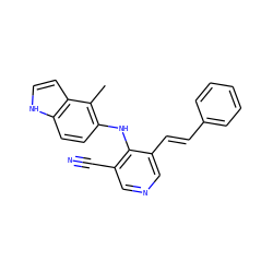 Cc1c(Nc2c(C#N)cncc2/C=C/c2ccccc2)ccc2[nH]ccc12 ZINC000045318160