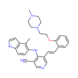 Cc1c(Nc2c(C#N)cncc2/C=C/c2ccccc2OCCN2CCN(C)CC2)ccc2[nH]ccc12 ZINC000045255273