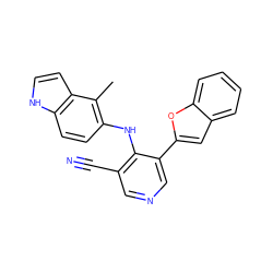 Cc1c(Nc2c(C#N)cncc2-c2cc3ccccc3o2)ccc2[nH]ccc12 ZINC000045255657