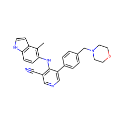 Cc1c(Nc2c(C#N)cncc2-c2ccc(CN3CCOCC3)cc2)ccc2[nH]ccc12 ZINC000045325056