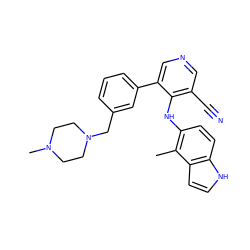 Cc1c(Nc2c(C#N)cncc2-c2cccc(CN3CCN(C)CC3)c2)ccc2[nH]ccc12 ZINC000045316296