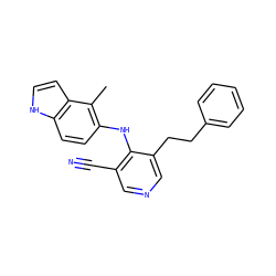 Cc1c(Nc2c(C#N)cncc2CCc2ccccc2)ccc2[nH]ccc12 ZINC000045303074