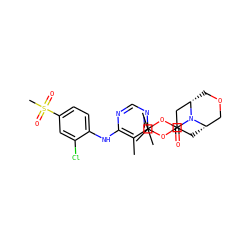 Cc1c(Nc2ccc(S(C)(=O)=O)cc2Cl)ncnc1OC1C[C@H]2COC[C@@H](C1)N2C(=O)OC(C)(C)C ZINC000473145969