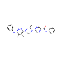 Cc1c(Nc2ccccc2)nnc(N2CCN(c3cnc(C(=O)Nc4ccccc4)cn3)[C@H](C)C2)c1C ZINC000201150113