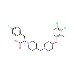 Cc1c(OC2CCN(CC3CCN([C@@H](Cc4ccc(F)cc4)C(=O)O)CC3)CC2)ccc(Cl)c1Cl ZINC000034885147