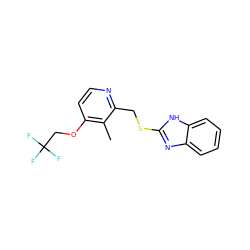 Cc1c(OCC(F)(F)F)ccnc1CSc1nc2ccccc2[nH]1 ZINC000000815426