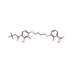 Cc1c(OCCCCOc2ccc(C(=O)CC(C)(C)C)c(O)c2C)cccc1C(=O)O ZINC000169351867