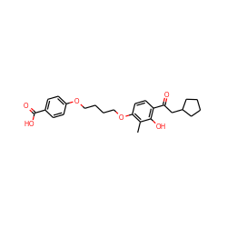 Cc1c(OCCCCOc2ccc(C(=O)O)cc2)ccc(C(=O)CC2CCCC2)c1O ZINC000169351391