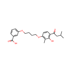 Cc1c(OCCCCOc2cccc(C(=O)O)c2)ccc(C(=O)CC(C)C)c1O ZINC000169351394