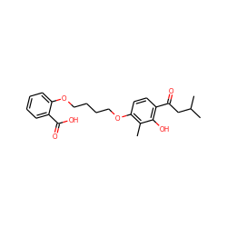 Cc1c(OCCCCOc2ccccc2C(=O)O)ccc(C(=O)CC(C)C)c1O ZINC000169351398