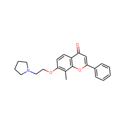 Cc1c(OCCN2CCCC2)ccc2c(=O)cc(-c3ccccc3)oc12 ZINC000096271278