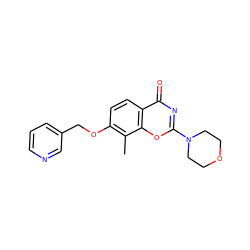 Cc1c(OCc2cccnc2)ccc2c(=O)nc(N3CCOCC3)oc12 ZINC000064436451