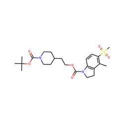 Cc1c(S(C)(=O)=O)ccc2c1CCN2C(=O)OCCC1CCN(C(=O)OC(C)(C)C)CC1 ZINC000103271286