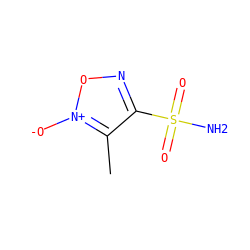 Cc1c(S(N)(=O)=O)no[n+]1[O-] ZINC000139090601