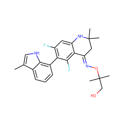 Cc1c[nH]c2c(-c3c(F)cc4c(c3F)/C(=N/OC(C)(C)CO)CC(C)(C)N4)cccc12 ZINC000071318994