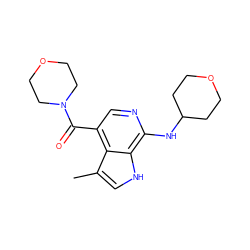 Cc1c[nH]c2c(NC3CCOCC3)ncc(C(=O)N3CCOCC3)c12 ZINC000045245488