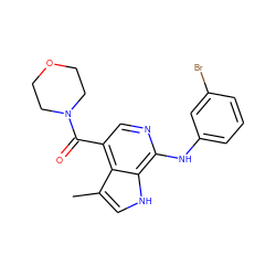 Cc1c[nH]c2c(Nc3cccc(Br)c3)ncc(C(=O)N3CCOCC3)c12 ZINC000045256461