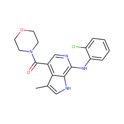 Cc1c[nH]c2c(Nc3ccccc3Cl)ncc(C(=O)N3CCOCC3)c12 ZINC000045244974