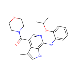 Cc1c[nH]c2c(Nc3ccccc3OC(C)C)ncc(C(=O)N3CCOCC3)c12 ZINC000045253161