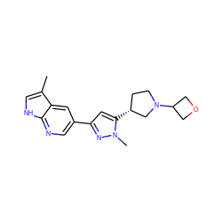 Cc1c[nH]c2ncc(-c3cc([C@@H]4CCN(C5COC5)C4)n(C)n3)cc12 ZINC000146506985