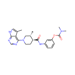 Cc1c[nH]c2ncnc(N3CC[C@H](C(=O)Nc4cccc(OC(=O)N(C)C)c4)[C@@H](C)C3)c12 ZINC000299840347