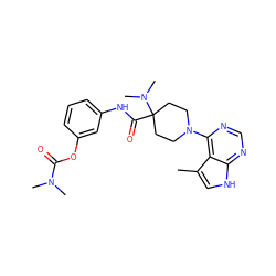 Cc1c[nH]c2ncnc(N3CCC(C(=O)Nc4cccc(OC(=O)N(C)C)c4)(N(C)C)CC3)c12 ZINC000148322010