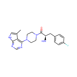 Cc1c[nH]c2ncnc(N3CCN(C(=O)[C@H](N)Cc4ccc(F)cc4)CC3)c12 ZINC000064528368