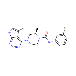 Cc1c[nH]c2ncnc(N3CCN(C(=O)Nc4cccc(Br)c4)[C@H](C)C3)c12 ZINC000045285967