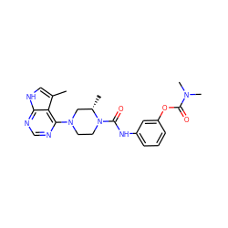 Cc1c[nH]c2ncnc(N3CCN(C(=O)Nc4cccc(OC(=O)N(C)C)c4)[C@@H](C)C3)c12 ZINC000045254824