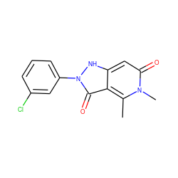 Cc1c2c(=O)n(-c3cccc(Cl)c3)[nH]c2cc(=O)n1C ZINC000064447163