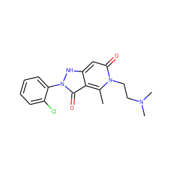 Cc1c2c(=O)n(-c3ccccc3Cl)[nH]c2cc(=O)n1CCN(C)C ZINC000064448325