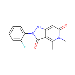 Cc1c2c(=O)n(-c3ccccc3F)[nH]c2cc(=O)n1C ZINC000064448362