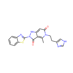 Cc1c2c(=O)n(-c3nc4ccccc4s3)[nH]c2cc(=O)n1CCc1c[nH]cn1 ZINC000095099927