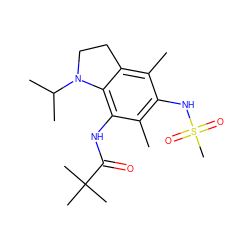 Cc1c2c(c(NC(=O)C(C)(C)C)c(C)c1NS(C)(=O)=O)N(C(C)C)CC2 ZINC000038496082