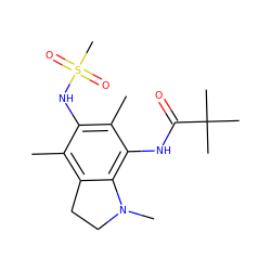 Cc1c2c(c(NC(=O)C(C)(C)C)c(C)c1NS(C)(=O)=O)N(C)CC2 ZINC000043076504