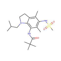 Cc1c2c(c(NC(=O)C(C)(C)C)c(C)c1NS(C)(=O)=O)N(CC(C)C)CC2 ZINC000003819882