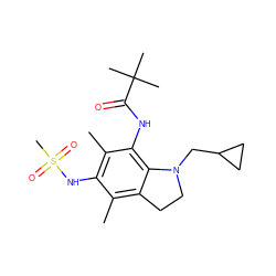 Cc1c2c(c(NC(=O)C(C)(C)C)c(C)c1NS(C)(=O)=O)N(CC1CC1)CC2 ZINC000038426499