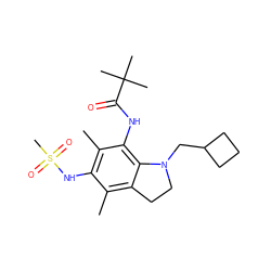 Cc1c2c(c(NC(=O)C(C)(C)C)c(C)c1NS(C)(=O)=O)N(CC1CCC1)CC2 ZINC000038497966