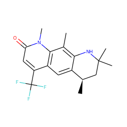 Cc1c2c(cc3c(C(F)(F)F)cc(=O)n(C)c13)[C@H](C)CC(C)(C)N2 ZINC000013778364