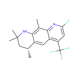 Cc1c2c(cc3c(C(F)(F)F)cc(F)nc13)[C@H](C)CC(C)(C)N2 ZINC000027415899