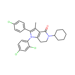 Cc1c2c(n(-c3ccc(Cl)cc3Cl)c1-c1ccc(Cl)cc1)CCN(C1CCCCC1)C2=O ZINC000028706478