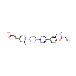 Cc1cc(/C=C/C(=O)O)cnc1N1CCN(c2ncc(-c3cccc(CN(C)C(=O)CN)c3)cn2)CC1 ZINC000142739390