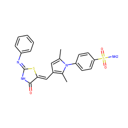 Cc1cc(/C=C2\S/C(=N\c3ccccc3)NC2=O)c(C)n1-c1ccc(S(N)(=O)=O)cc1 ZINC000018254848