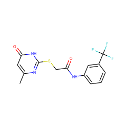 Cc1cc(=O)[nH]c(SCC(=O)Nc2cccc(C(F)(F)F)c2)n1 ZINC000018227624