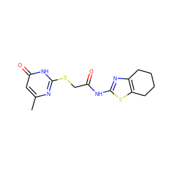 Cc1cc(=O)[nH]c(SCC(=O)Nc2nc3c(s2)CCCC3)n1 ZINC000018094108