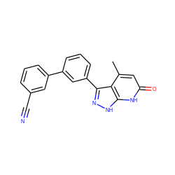 Cc1cc(=O)[nH]c2[nH]nc(-c3cccc(-c4cccc(C#N)c4)c3)c12 ZINC000063539311